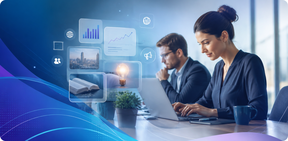 Team analysing digital insights and data